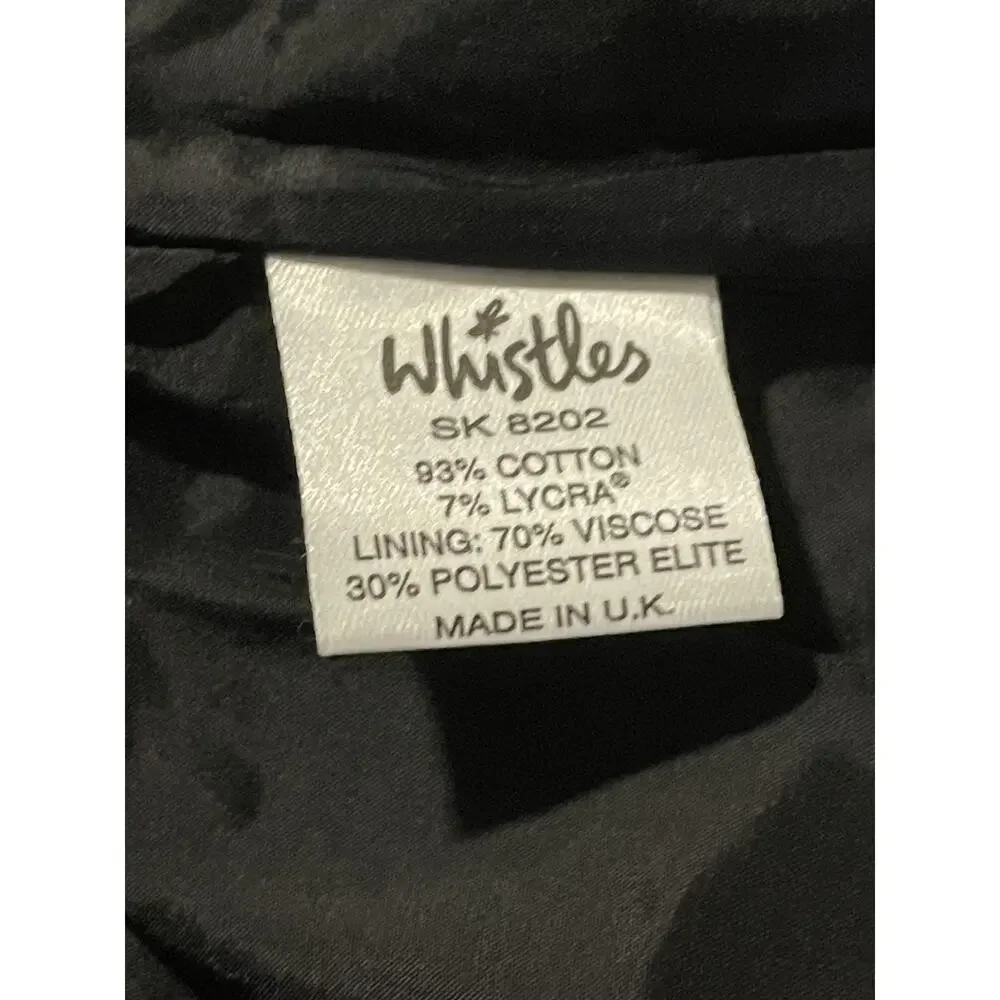 Whistles Skirt Womens 10 Black Straight Pencil Knee Length Pleated Lined Studded